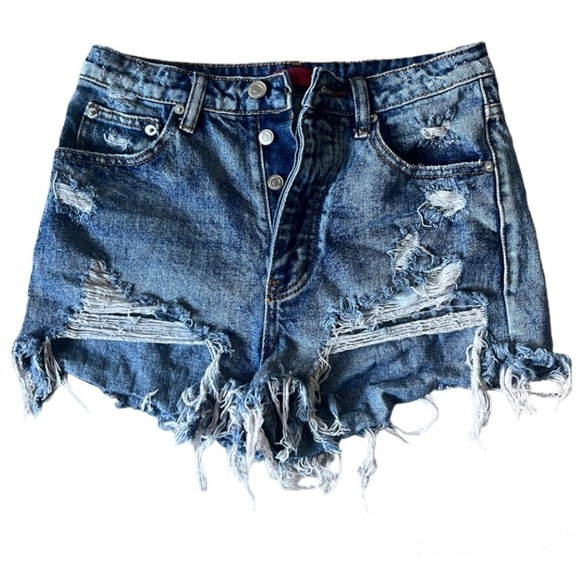 SIGNATURE8 Jean shorts cut off Distressed small - Picture 2 of 13